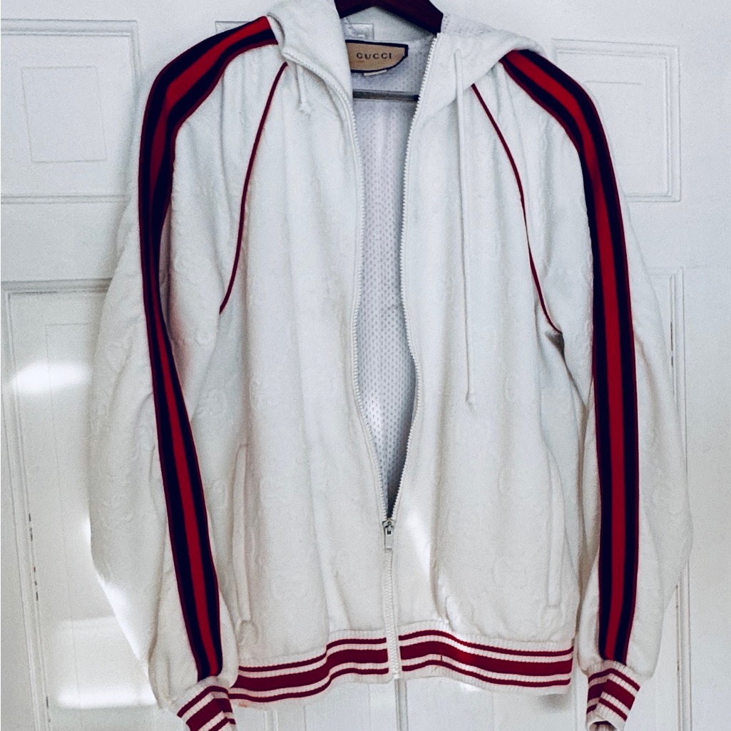 Gucci White Gg Motif Heavy Shell Jacket & Shorts Set Men’s Small